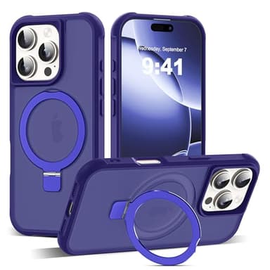 SKYLMW Compatible with iPhone 16 Pro Max Case with Invisible Magnetic O-Ring Stand Military-Grade Translucent Case for iPhone 16 ProMax 6.9" [Compatible with Mag-Safe][Great Grip Feeling], Navy - Image 1