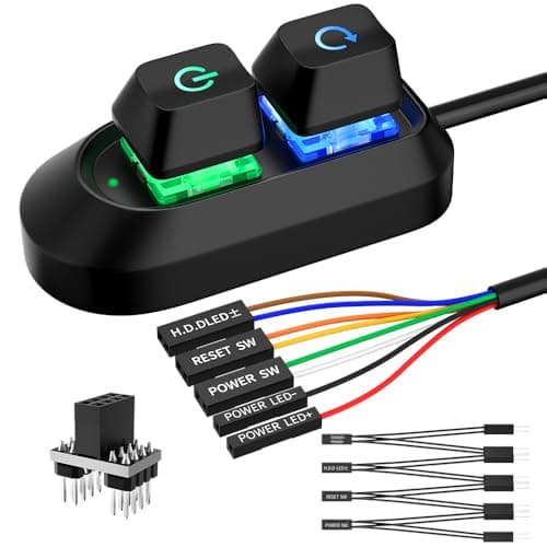 PC Power Button, Desktop Switch Splitter ON Off Reset SW HDD LED PC External Power Supply Button for Computer Motherboard - Image 1