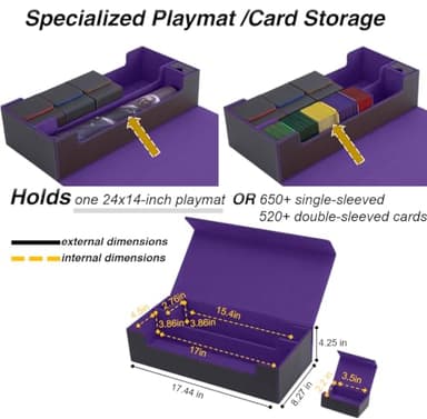 Venssu MTG Deck Box Holds 5 Display Card Deck Boxes with Playmat and Dice Box,Includes 10 colorful dividers and 1 card supporter, Trading Card Storage Box For Magic Game Cards（Black and Purple） - Image 3