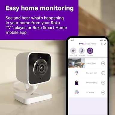 Roku Indoor Camera - Home Security - 1-Pack - Wired Security Camera & Pet Monitor with 1080p HD Color Night Vision, Works with Alexa & Google, Motion & Sound Detection, WDR & WiFi 6 - Image 2