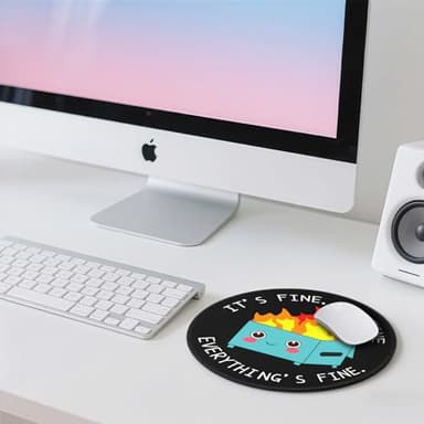 Dumpster on Fire Round Mouse Pad 8.6 x 8.6 Inch, Cute Funny Mousepad for Laptop Gaming, Stitched Edge Non-Slip Rubber Base, Home Office Decor Desk Accessories, It's Fine I`m Fine Everything is Fine - Image 8