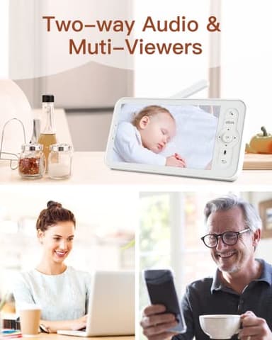 ARENTI Baby Monitor 2 Cameras, 2K Video Baby Camera with 5-Inch Upgraded Wireless Display, Super Night Vision, Lullabies, Cry & Motion Detection, Temp & Humidity Sensor, Two Way Audio - Image 3