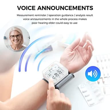 MMIZOO Wrist Blood Pressure Monitor Large LCD Display BP Machine Adjustable Cuff 5.31-7.68 inch Automatic 99x2 Sets Memory with Carrying Case for Home Use (W1681) - Image 7