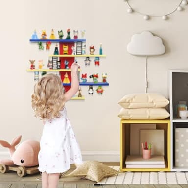 Taladad for Tonie Shelf,Tonies Storage for Creative Tonies Magnetic Wall Shelf for Tonie Figures,12-35 Characters,Wooden Hanging Shelf for Kids (Colorful) - Image 2
