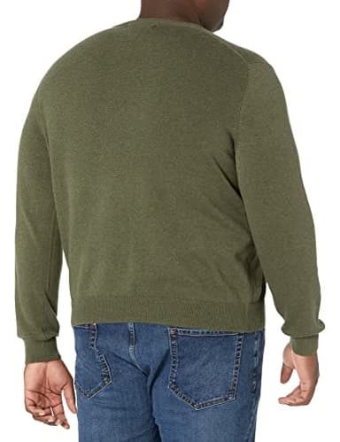 Amazon Essentials Men's Long-Sleeve Crewneck Sweater, 100% Cotton, Big & Tall Options Available, Olive Heather, Medium - Image 2