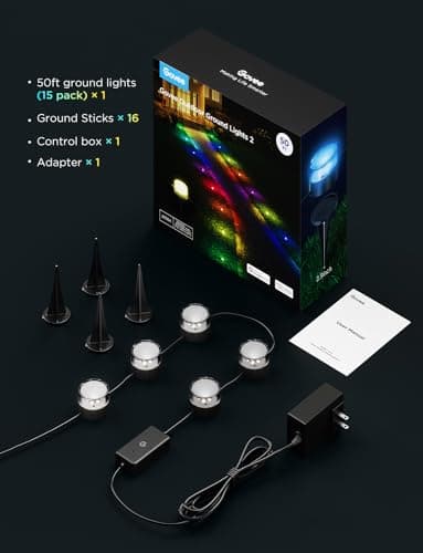 Govee Outdoor Ground Lights 2, 50ft Patio Decorations, 15 Pack RGBIC Pathway Lights with 100LM Warm White, IP67 Waterproof, 63 Scene Modes, Works with Alexa, Google Assistant - Image 9