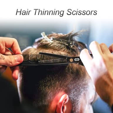 CIICII Hair Cutting Scissors Shears Kit, Professional Hairdressing Scissors Set (Hair Beard Trimming Shaping Grooming Thinning Shears) for Men Women Hairdresser Home Salon Barber Haircut Kit (Black) - Image 5