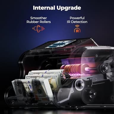 MUNBYN IMC09 Mixed Denomination Money Counter Machine, Value Counting, UV/MG/IR/MT Bill Counter, 3.5" TFT Display Money Counting Machine, USD, EUR, MXN, CAD Cash Counter for Business (White) - Image 6