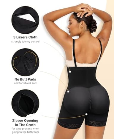 SHAPELLX Black Shapewear High Compression Shapewear Side Zipper Faja Body Shaper Tummy Control Butt Lifter Waist Trainer Bodysuit For Women Extra Firm Tummy (Black, 3X-Large) - Image 3