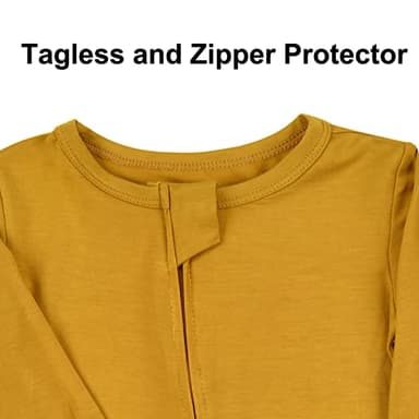 Aablexema Baby Footless Pajamas Zipper with Mitten, Rayon from Bamboo, Infant Long Sleeve Romper Pjs(Yellow,Newborn) - Image 4