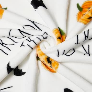 Rae Dunn Throw Blanket- Soft, Decorative Blankets for Bed or Couch, Cozy Throws for Sofa, Soft Plush Throw Embroidered Jacklatern Bat, 50 inches x 70 inches - Image 3