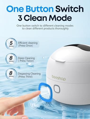 Ultrasonic Retainer Cleaner, 45kHz Denture Cleaner Machine with 3 Modes, 200ML Dental Cleaning Pod for Dentures, Mouth Guards, Aligner, Night Guard, Braces, Jewelry (White) - Image 4