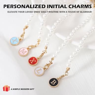 LUHOHI Letter Charm for Stanley Cup，Pearl Chain Accessories Stanley Cup Initial Charms for Handle Stuff Decor Water Bottle Jewelry Tumbler Cute Simple Modern Personalized Name ID Decorations (W) - Image 6