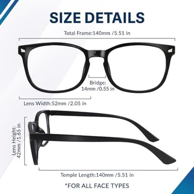 WINTOO Blue Light Glasses for Woman Men | 99% Blue Light Blocking Glasses for Computer Gaming TV Phone Screen Square Frame | Anti Eyestrain & UV Glare Protection - 2 Pair - Image 4