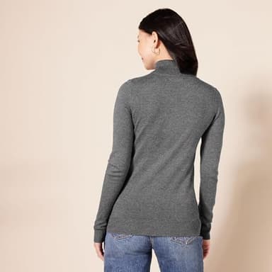 Amazon Essentials Women's Classic-Fit Lightweight Long-Sleeve Turtleneck Sweater (Available in Plus Size), Charcoal Heather, X-Large - Image 3