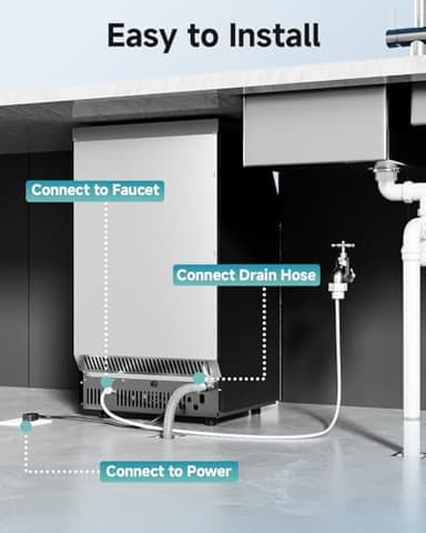 EUHOMY Commercial Ice Maker Machine, 100lbs/24H Stainless Steel Under Counter ice Machine with 33lbs Ice Storage Capacity, Freestanding Ice Maker. - Image 6