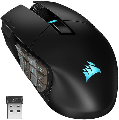 CORSAIR SCIMITAR ELITE RGB WIRELESS MMO Gaming Mouse - 26,000 DPI - 16 Programmable Buttons - Up to 150hrs Battery - iCUE Compatible - Black - Image 1