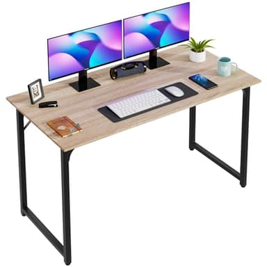 PayLessHere | 47 Inch Computer Desk | Nature | Office Desk with Metal Frame, Adjustable Feet | Water-Resistant, Scratchproof Surface | Sturdy Writing Table for Home Office or Study | Pack of 1 - Image 1