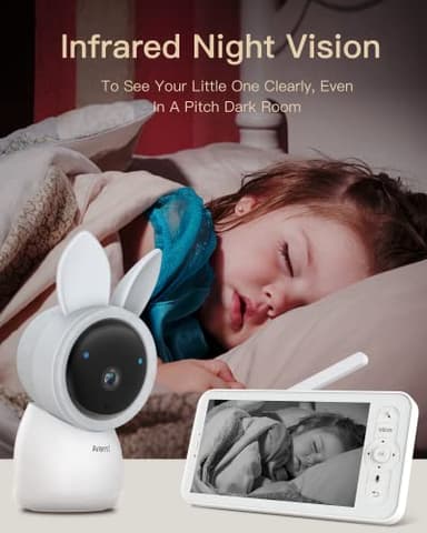 ARENTI Baby Monitor 2 Cameras, 2K Video Baby Camera with 5-Inch Upgraded Wireless Display, Super Night Vision, Lullabies, Cry & Motion Detection, Temp & Humidity Sensor, Two Way Audio - Image 7
