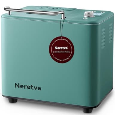 Neretva Bread Maker, 20-IN-1 2LB Bread Machine Dual Heater Bread Maker Machine Automatic with Nonstick Ceramic Pan, 15H Timer & 1H Keep Warm Set, Low Noise, Stainless Steel Breadmaker Recipe-Green - Image 1