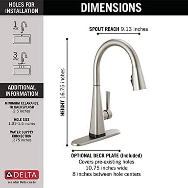 Delta Faucet Lenta Touch Kitchen Faucet Brushed Nickel, Kitchen Faucets with Pull Down Sprayer, Kitchen Sink Faucet, Faucet for Kitchen Sink, Touch2O Technology, SpotShield Stainless 19802TZ-SP-DST - Image 4