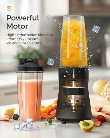 iCucina Smoothie Blender, Personal Blender for Shakes and Smoothies, 500W Pulse Technology Single Serve Blenders with 2 x 28oz Protable Cups for Ice Crush, Frozen Fruit Drinks - Image 3