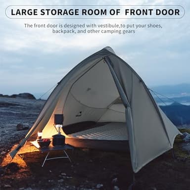 Naturehike Cloud up Pro 2 Person Tent, Double Layer Waterproof Two Person Tent,Ultralight 2 Person Backpacking Tent with Footprint - Image 7