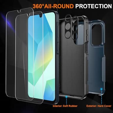 Ezanmull for Samsung Galaxy A16 5G Phone Case, [Military Grade Drop Protection] [Glass Screen Protector + Camera Lens Protector] Non-Slip Shockproof Case for Samsung Galaxy A16 5G (Blue) - Image 2