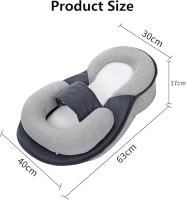 Baby Wedge Pillow for Newborn Support, Baby Feeding Support Pillow for Reducing Spit-Up, Babies Reflux Wedge Breastfeeding Pillow, Anti Reflux Newborn Feeding Pillow (Grey) - Image 2