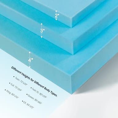 Subrtex Mattress Topper, Memory Foam Mattress Topper, Gel-Infused Memory Foam Topper for Side Stomach Sleepers, Breathable Bed Toppers (4 Inch, King) - Image 6