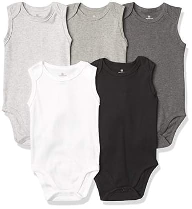 HonestBaby Sleeveless Bodysuits One-piece 100% Organic Cotton for Baby Boys, Girls, Unisex, Gray Ombre, 18 Months - Image 1