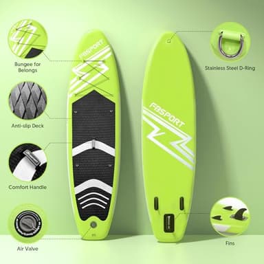 FBSPORT 11' Premium Inflatable Stand Up Paddle Board, Yoga Board with Durable SUP Accessories & Carry Bag | Wide Stance, Surf Control, Non-Slip Deck, Leash, Paddle and Pump for Youth & Adult - Image 3
