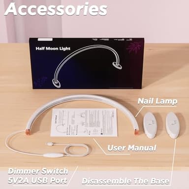 Small Half Moon Light for Nail Desk, 3 Color Temperature 3500K-6500K,180°Surround Moon Light Nail Tech,Half moon nail lamp for Manicure Sculpture Handicrafts etc Lighting,Personal DIY use 16inch - Image 6