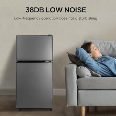 BODIOO Fridge with Freezer, 2.8 Cu.Ft, 7 Settings Temperature Adjustable, 2 Doors, Low Noise, Refrigerator for Living Room,Office,Kitchen and Apartment, Dark Gray - Image 5