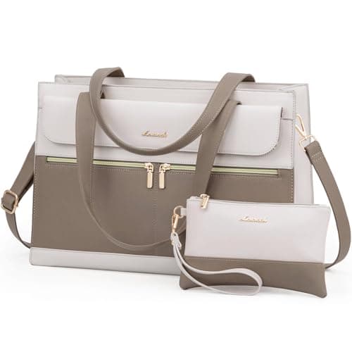 LOVEVOOK Laptop Bag for Women, Khaki- Off-white - Image 1