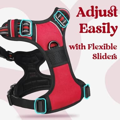 rabbitgoo Dog Harness for Large, No Pull Pet Harness with 3 Buckles, Adjustable Soft Padded Vest with Control Handle, Walking Reflective Pet Vest for Large Dogs, Red, L - Image 3