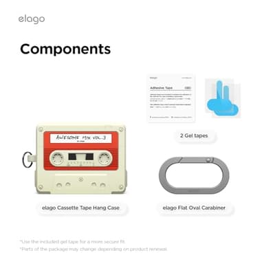 elago Cassette Tape Case Compatible with AirPods Pro 3 Case - Carabiner Included, Supports Wireless Charging, Shock Resistant, Full Protection, Headphone Accessories, for Men, for Women - Image 8