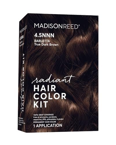 Madison Reed Radiant Hair Color Kit | 4.5NNN Darkest Brown with Warm Tones (Barletta Brown) 100% Maximum Gray Hair Coverage | Permanent Hair Dye for Resistant Grays | PPD-Free & Ammonia-Free |1 Pack - Image 1