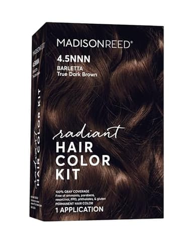 Madison Reed Radiant Hair Color Kit | 4.5NNN Darkest Brown with Warm Tones (Barletta Brown) 100% Maximum Gray Hair Coverage | Permanent Hair Dye for Resistant Grays | PPD-Free & Ammonia-Free |1 Pack - Image 1
