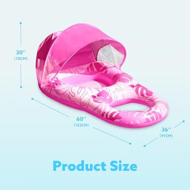 SLOOSH Inflatable Pool Floats Lounger Adult, Pool Lounge with Canopy Raft Floaties Water Floating Recliner Chair with Cup Holders Foot Rest Swimming Floaty - Image 6