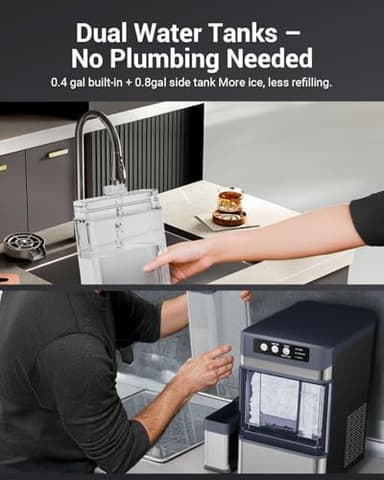 Nugget Ice Maker Countertop – 44 lbs/Day Pebble Ice Machine with 0.8 Gal Water Tank, 6-10 Mins Fast Ice, Self-Cleaning, Portable for Home, Camping, Kitchen, RV - Image 6