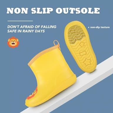 FUNCOO PLUS Kids Rain Boots Toddler Rain Shoes Children Waterproof Boots for Boys and Girls Yellow Lion Little Kid Size 12 - Image 2