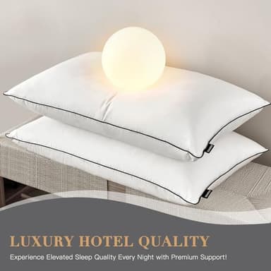 DOWNSTORIA Feather Down Pillows King Size Set of 2,Down Surrounded Pillows for Sleeping, Soft Fluffy for Side Sleepers 20x36 in. - Image 5