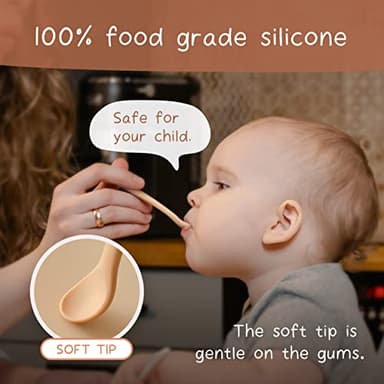 Moonkie Silicone Baby Spoons Set of 4, Two Sizes Feeding Spoon for First Stage 4+ Months, Baby Utensils, Toddler Led Weaning Spoons, Bendable, Chewproof & Boil-proof(Without Case) - Image 4