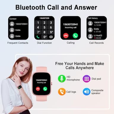 Smart Watch for Women, 2025 HD 1.91" Smartwatch (Answer/Make Call), 112+ Sports Modes Fitness Activity Tracker, Calories/Heart Rate/Sleep Monitor, IP68 Waterproof Step Counter for Android iOS, Pink - Image 3