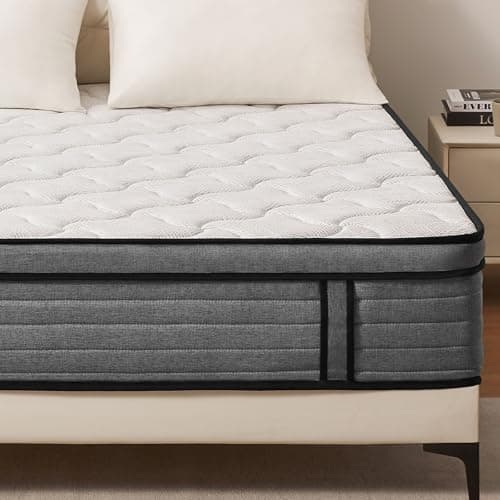 VKT 14 Inch King Hybrid Mattress - Medium Firm Feel Back Support, Mattress in a Box with Individual Pocket Springs, Cooling Memory Foam for Pressure Relief with CertiPUR-US Certified - Image 1