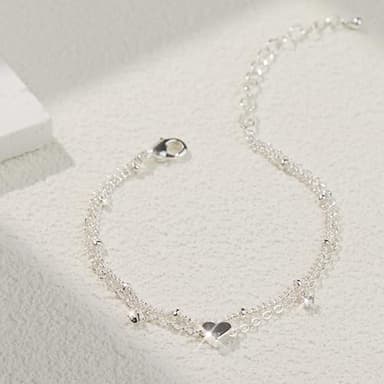 Heart Ankle Bracelets for Women Waterproof, Sliver Plated Zircon Gemstone Charm Layered Anklets for Womens, Silver Boho Jewelry Gifts for Mom, Women Summer Beach Vacation Fashion Jewelry - Image 6