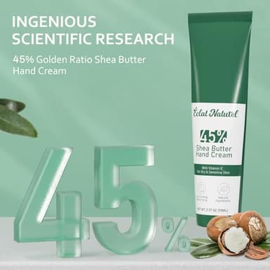 ÉCLAT NATUREL Shea Butter Hand Cream, Natural Ingredients with Vitamin E and 45% Shea Butter Hand Lotion, Deep Moisturizing Cream for Dry Hands, Long-Last Hydrating Hand Moisturizer, 2.37 Fl Oz - Image 2