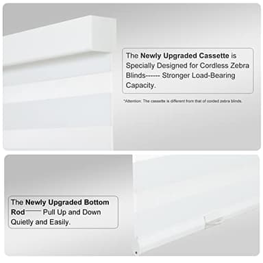 Persilux Cordless Zebra Blinds for Windows (20" W x 64" H, White) Light Filtering Zebra Shades for Indoor Windows, Sheer Shades Thermal Insulated Blinds with Upgraded Cassette, Window Shades for Home - Image 3