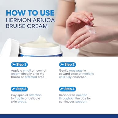 Hermon Arnica Bruise Cream Extra Strength: Fast-Acting for Bruising & Swelling on Thin Skin - High Strength Arnica Montana with Vitamins K, C & E–Hydrating Moisturizer for Face (4 oz(pack of 1)) - Image 8